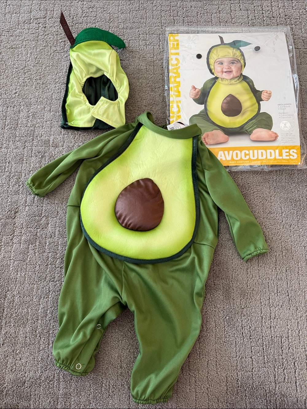 Avocado One-Piece Costume in Green and Brown 3-6M